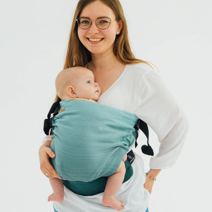 LennyLamb - LennyHip - Adjustable Hip Baby Carrier - Little Herringbone Ombre Green - Cloth and Carry