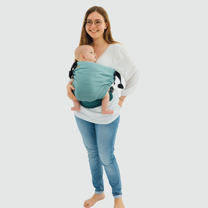 LennyLamb - LennyHip - Adjustable Hip Baby Carrier - Little Herringbone Ombre Green - Cloth and Carry