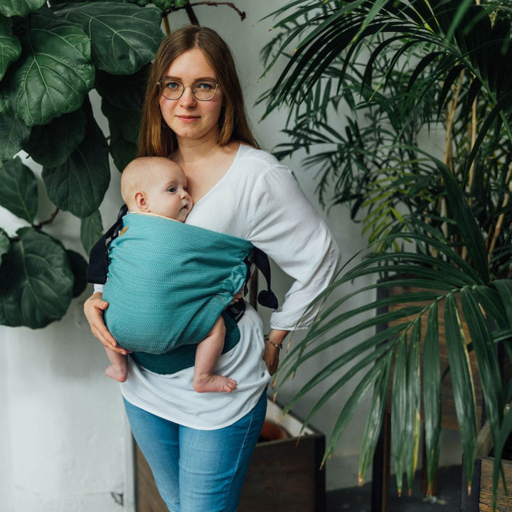 LennyLamb - LennyHip - Adjustable Hip Baby Carrier - Little Herringbone Ombre Green - Cloth and Carry