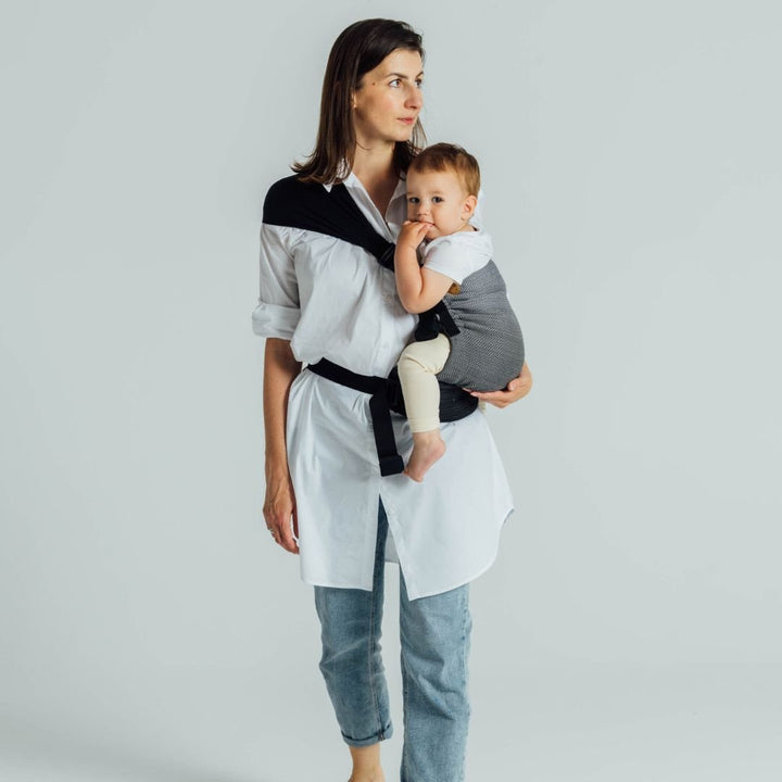 LennyLamb - LennyHip - Adjustable Hip Baby Carrier - Little Herringbone Ombre Grey - Cloth and Carry
