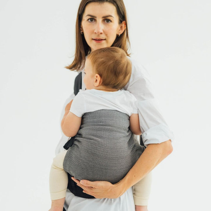 LennyLamb - LennyHip - Adjustable Hip Baby Carrier - Little Herringbone Ombre Grey - Cloth and Carry