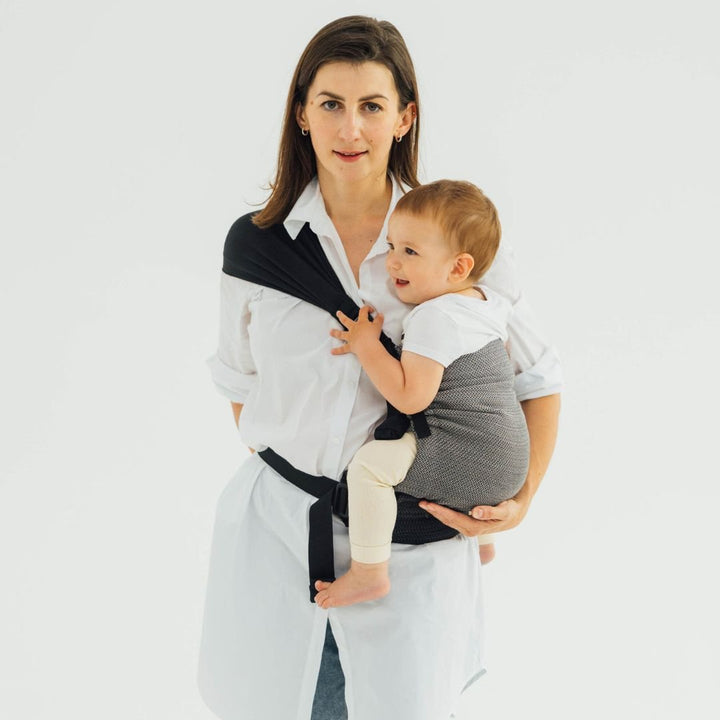 LennyLamb - LennyHip - Adjustable Hip Baby Carrier - Little Herringbone Ombre Grey - Cloth and Carry