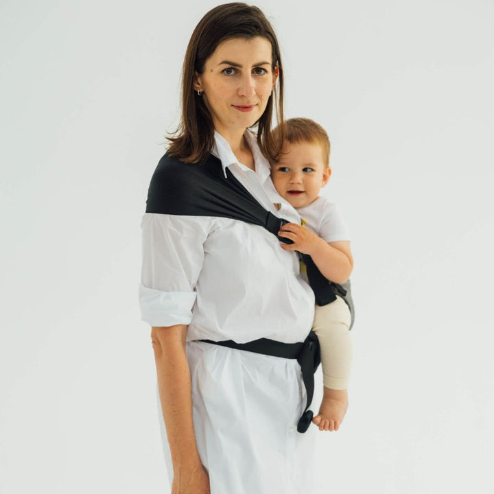 LennyLamb - LennyHip - Adjustable Hip Baby Carrier - Little Herringbone Ombre Grey - Cloth and Carry