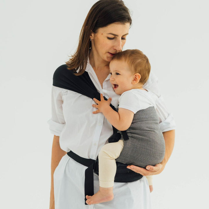 LennyLamb - LennyHip - Adjustable Hip Baby Carrier - Little Herringbone Ombre Grey - Cloth and Carry