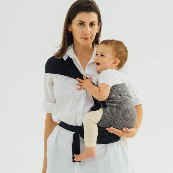 LennyLamb - LennyHip - Adjustable Hip Baby Carrier - Little Herringbone Ombre Grey - Cloth and Carry