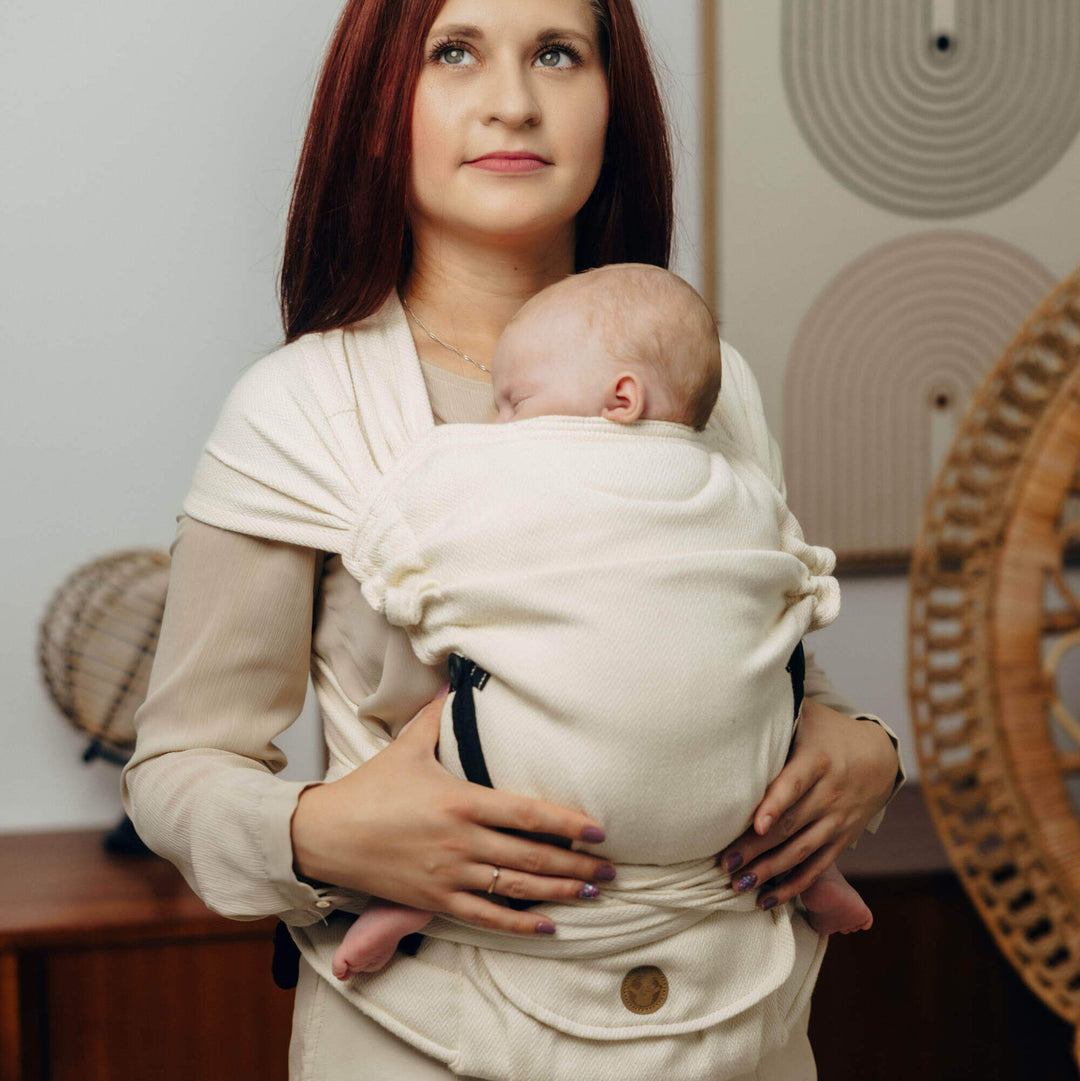 LennyHybrid Half Buckle Baby Carrier - Little Herringbone Luce (Cotton)