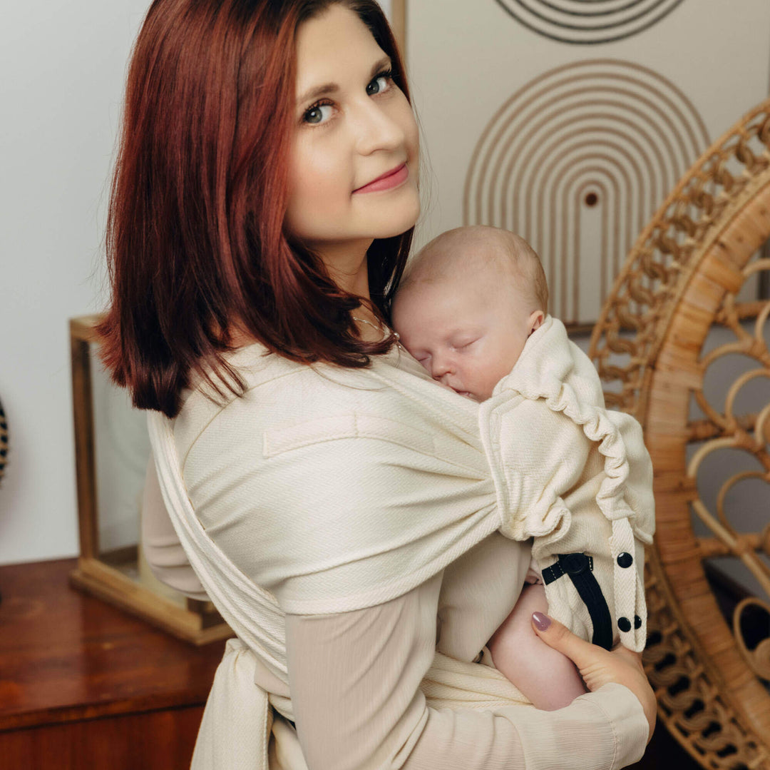 LennyHybrid Half Buckle Baby Carrier - Little Herringbone Luce (Cotton)