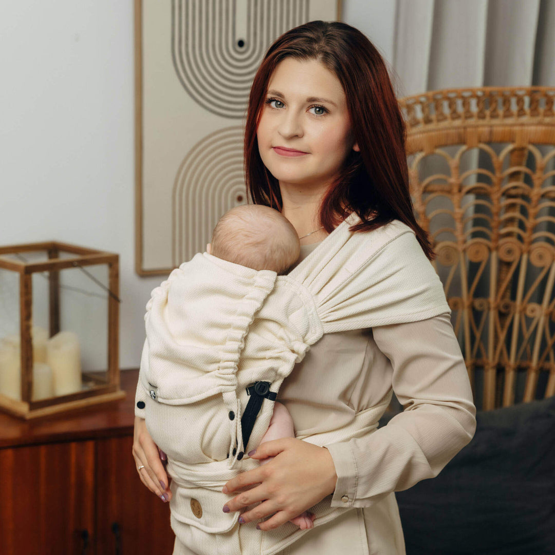 LennyHybrid Half Buckle Baby Carrier - Little Herringbone Luce (Cotton)