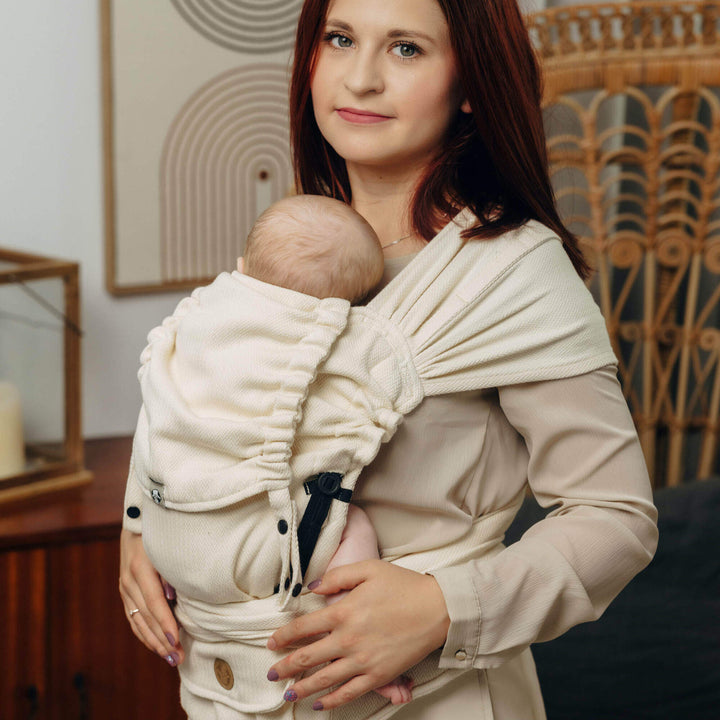 LennyHybrid Half Buckle Baby Carrier - Little Herringbone Luce (Cotton)