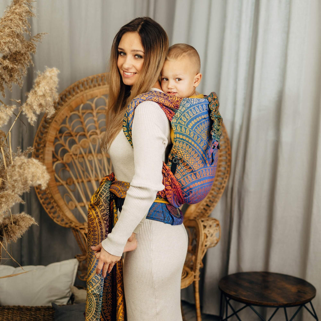 LennyHybrid Half Buckle Toddler / Preschool Carrier - Peacock's Tail Bolero