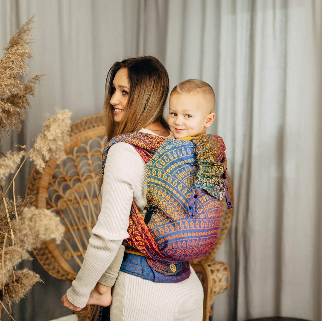 LennyHybrid Half Buckle Toddler / Preschool Carrier - Peacock's Tail Bolero