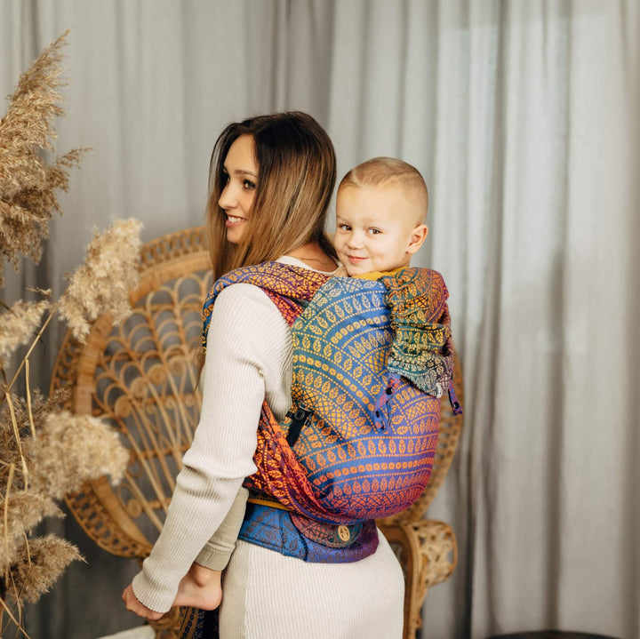 LennyHybrid Half Buckle Toddler / Preschool Carrier - Peacock's Tail Bolero