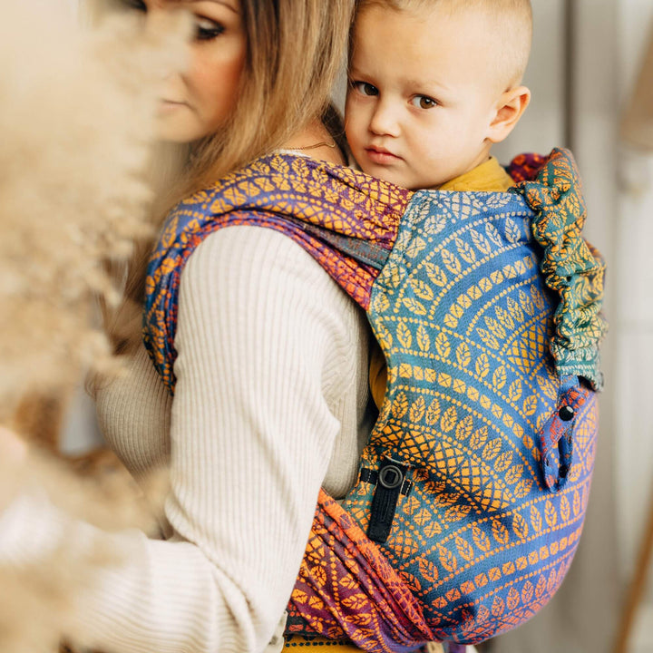 LennyHybrid Half Buckle Toddler / Preschool Carrier - Peacock's Tail Bolero