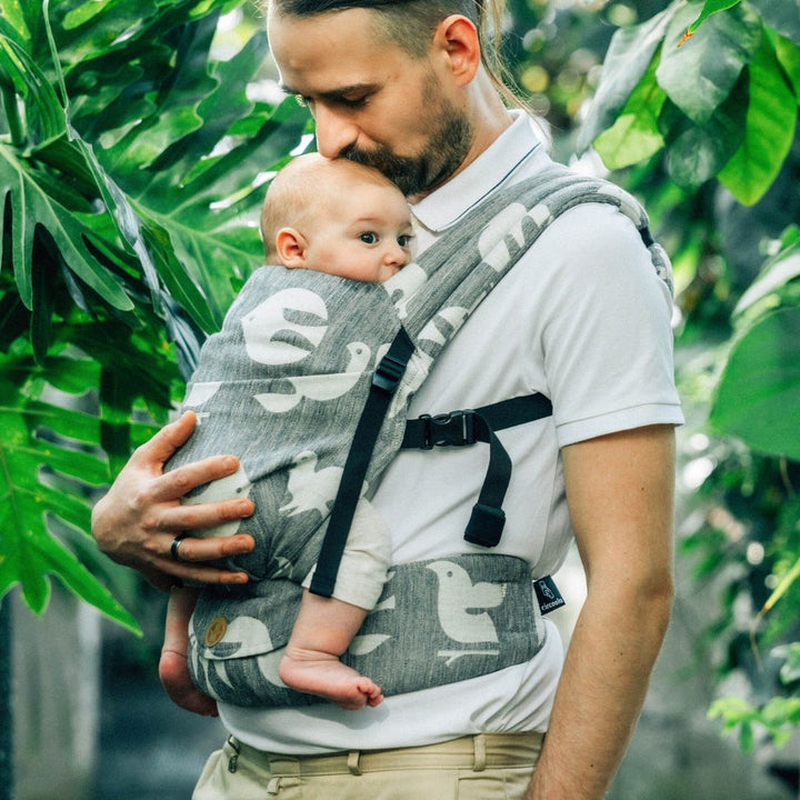 LennyLamb - LennyLight Baby Carrier - Birdy White Noise (Linen Blend) - Cloth and Carry
