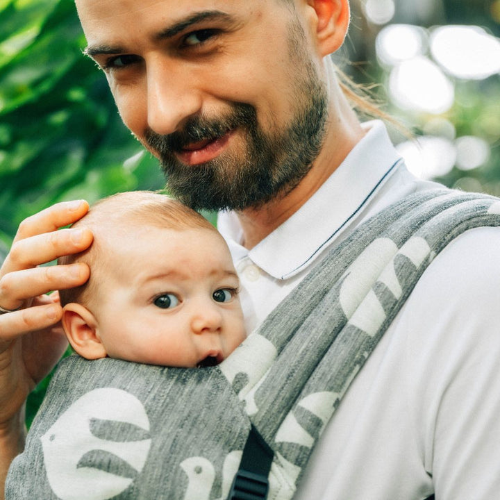 LennyLamb - LennyLight Baby Carrier - Birdy White Noise (Linen Blend) - Cloth and Carry