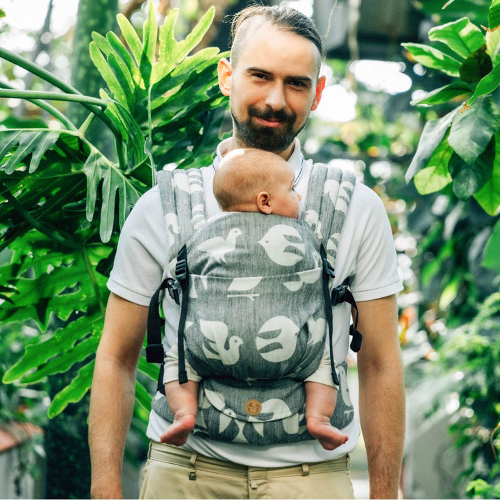 LennyLamb - LennyLight Baby Carrier - Birdy White Noise (Linen Blend) - Cloth and Carry