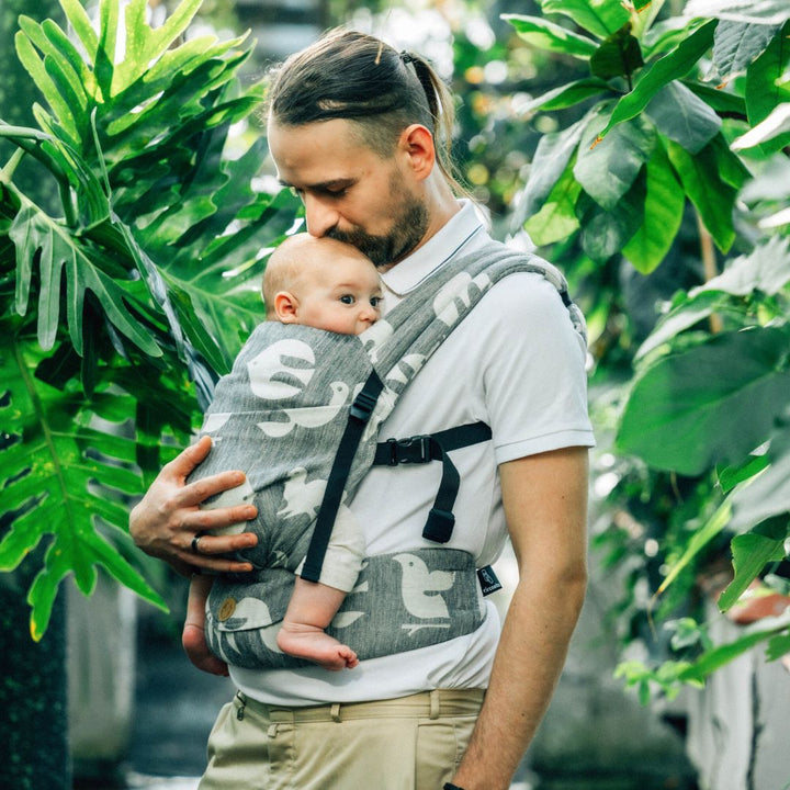 LennyLamb - LennyLight Baby Carrier - Birdy White Noise (Linen Blend) - Cloth and Carry