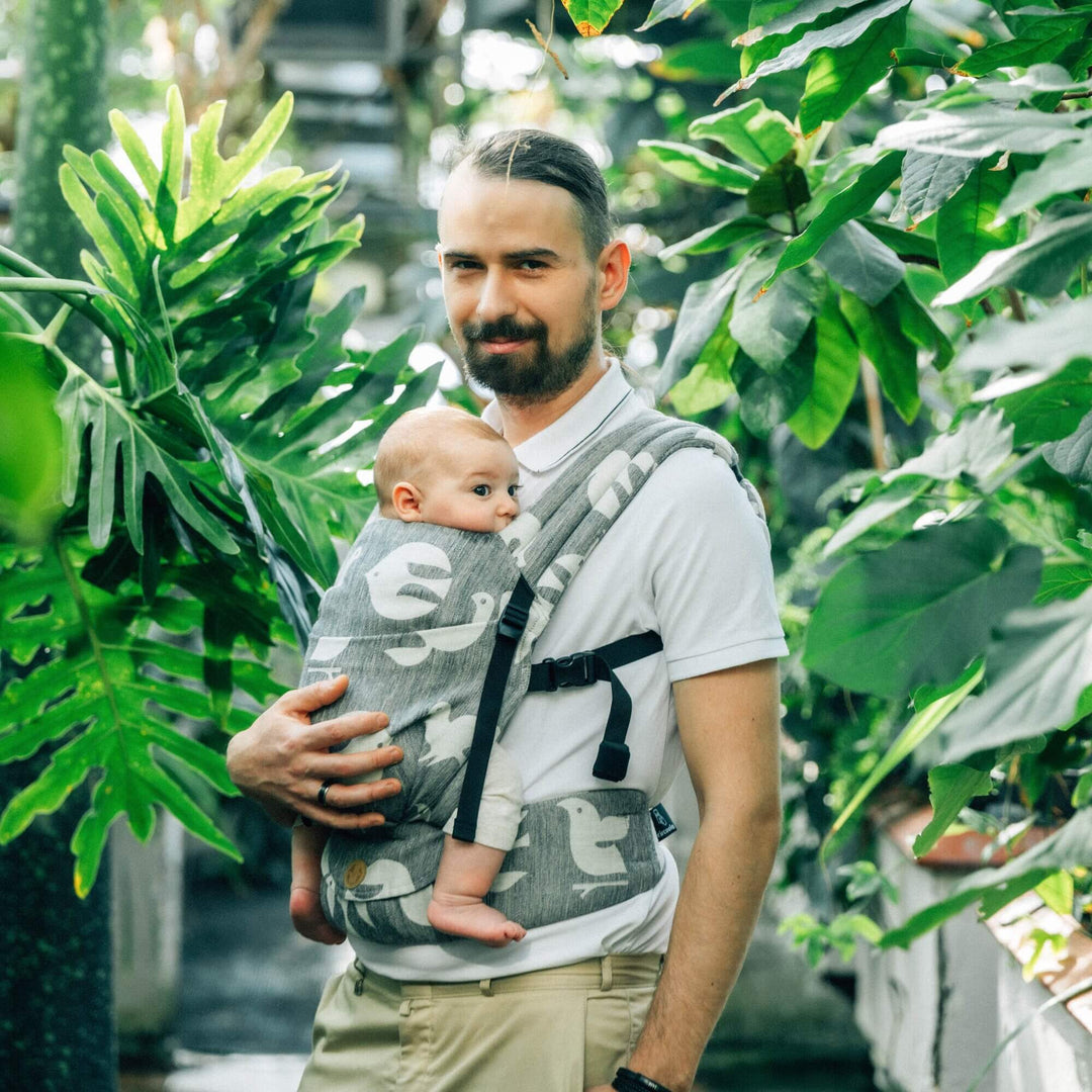LennyLamb - LennyLight Baby Carrier - Birdy White Noise (Linen Blend) - Cloth and Carry