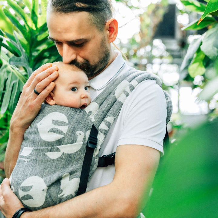 LennyLamb - LennyLight Baby Carrier - Birdy White Noise (Linen Blend) - Cloth and Carry
