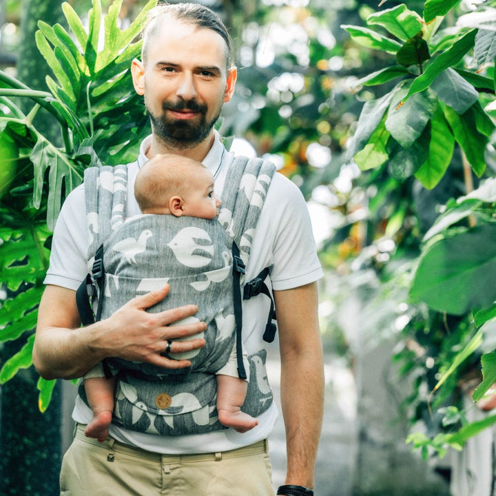 LennyLamb - LennyLight Baby Carrier - Birdy White Noise (Linen Blend) - Cloth and Carry