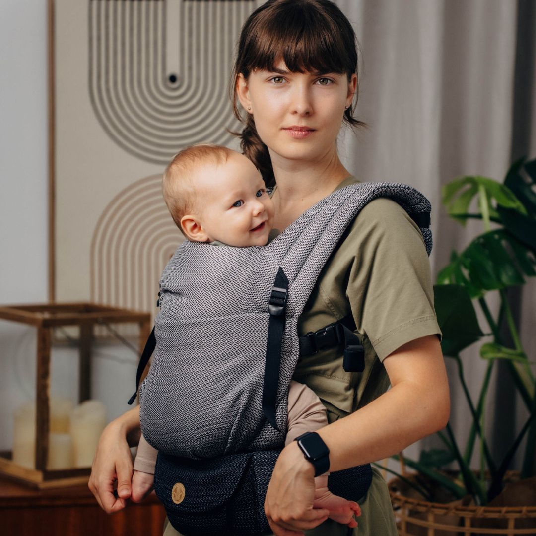 LennyLamb - LennyLight Baby Carrier - Little Herringbone Ombre Grey (100% Cotton) - Cloth and Carry