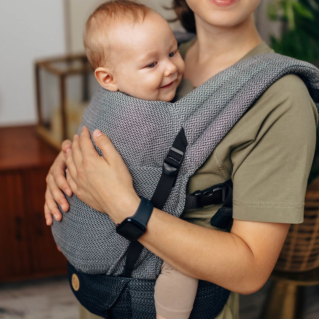 LennyLamb - LennyLight Baby Carrier - Little Herringbone Ombre Grey (100% Cotton) - Cloth and Carry