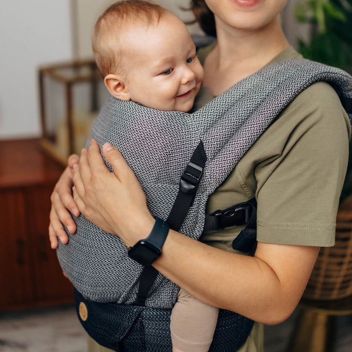 LennyLamb - LennyLight Baby Carrier - Little Herringbone Ombre Grey (100% Cotton) - Cloth and Carry