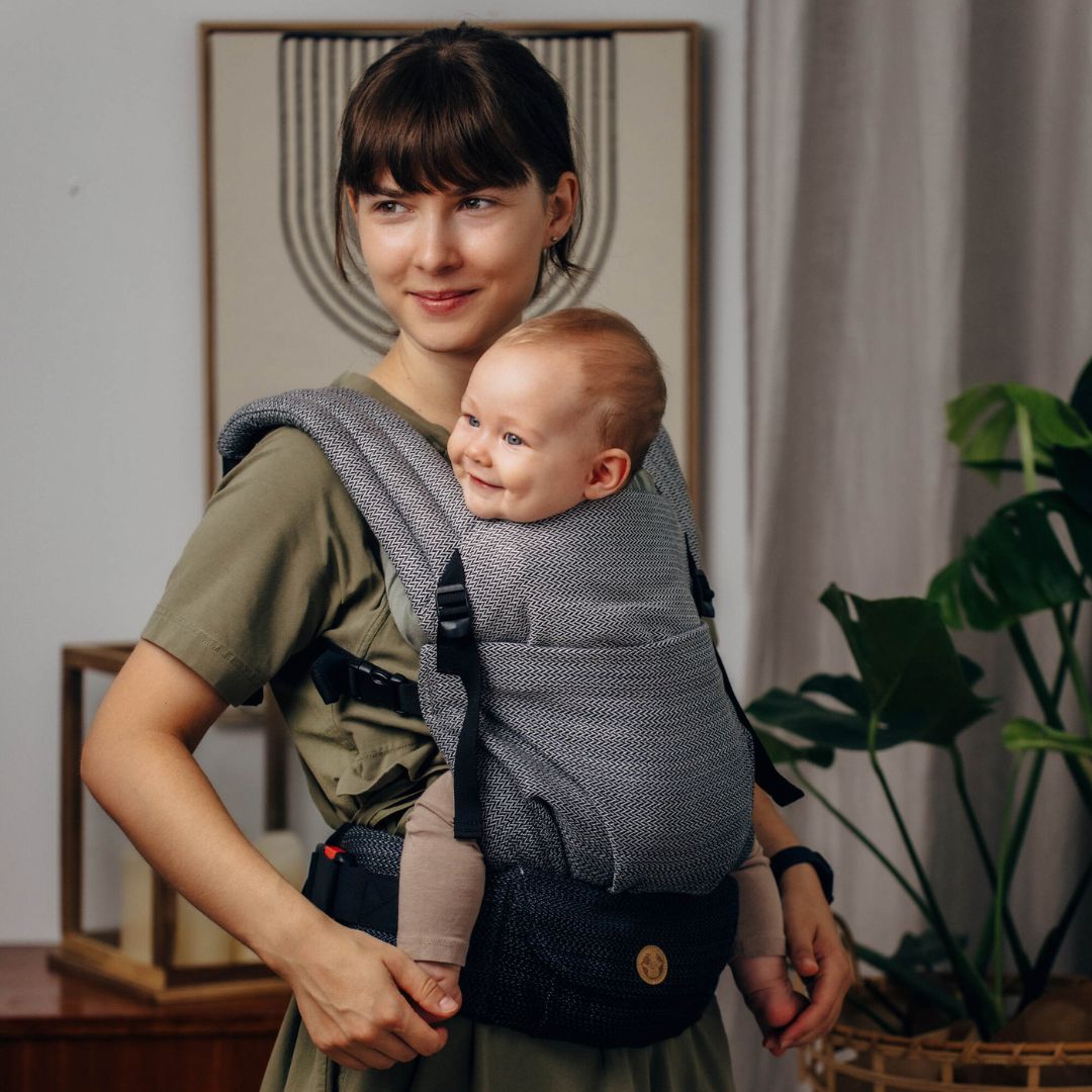 LennyLamb - LennyLight Baby Carrier - Little Herringbone Ombre Grey (100% Cotton) - Cloth and Carry