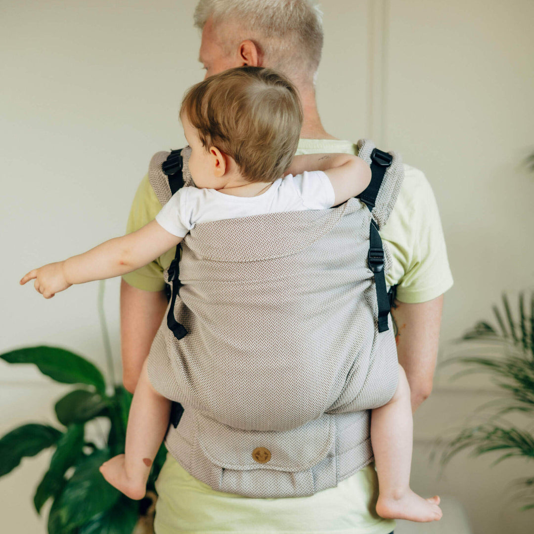 LennyLamb - LennyPreschool Carrier - Little Herringbone Almond (100% Cotton) - Cloth and Carry