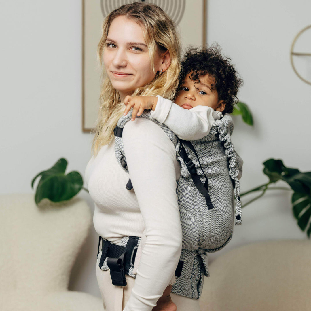 LennyLamb - LennyPreschool Carrier - Little Herringbone Grey (100% Cotton) - Cloth and Carry