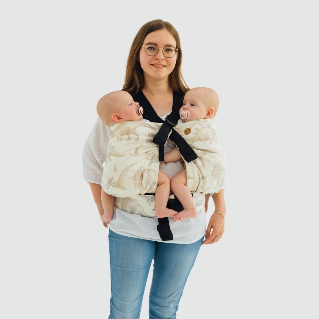 LennyLamb-LennyTwin - Adjustable Twin Baby Carrier - Jurassic Park Ice Desert - Cloth and Carry