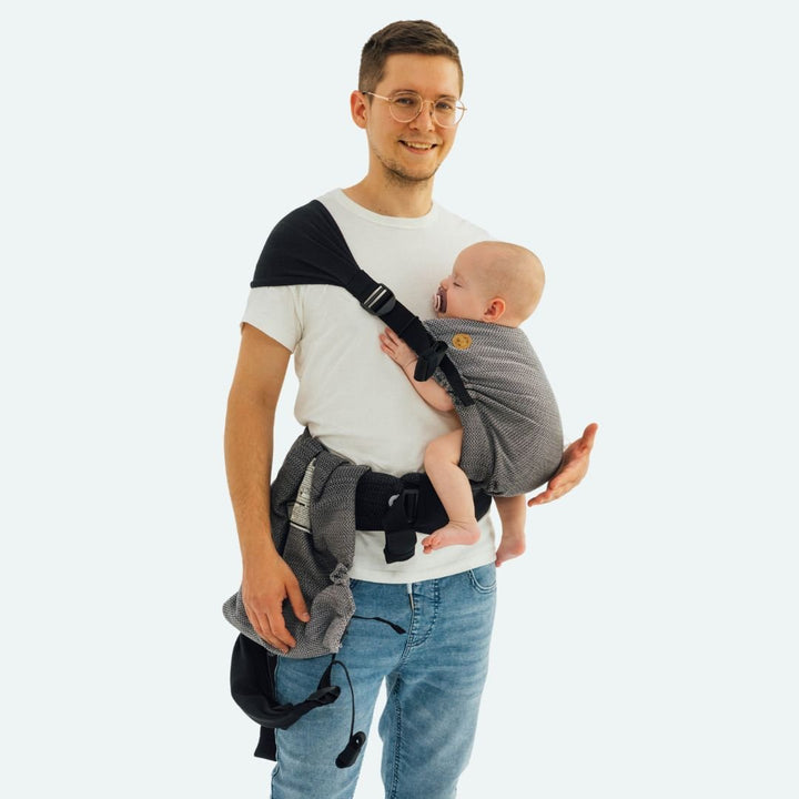 LennyLamb-LennyTwin - Adjustable Twin Baby Carrier - Little Herringbone Ombre Grey - Cloth and Carry