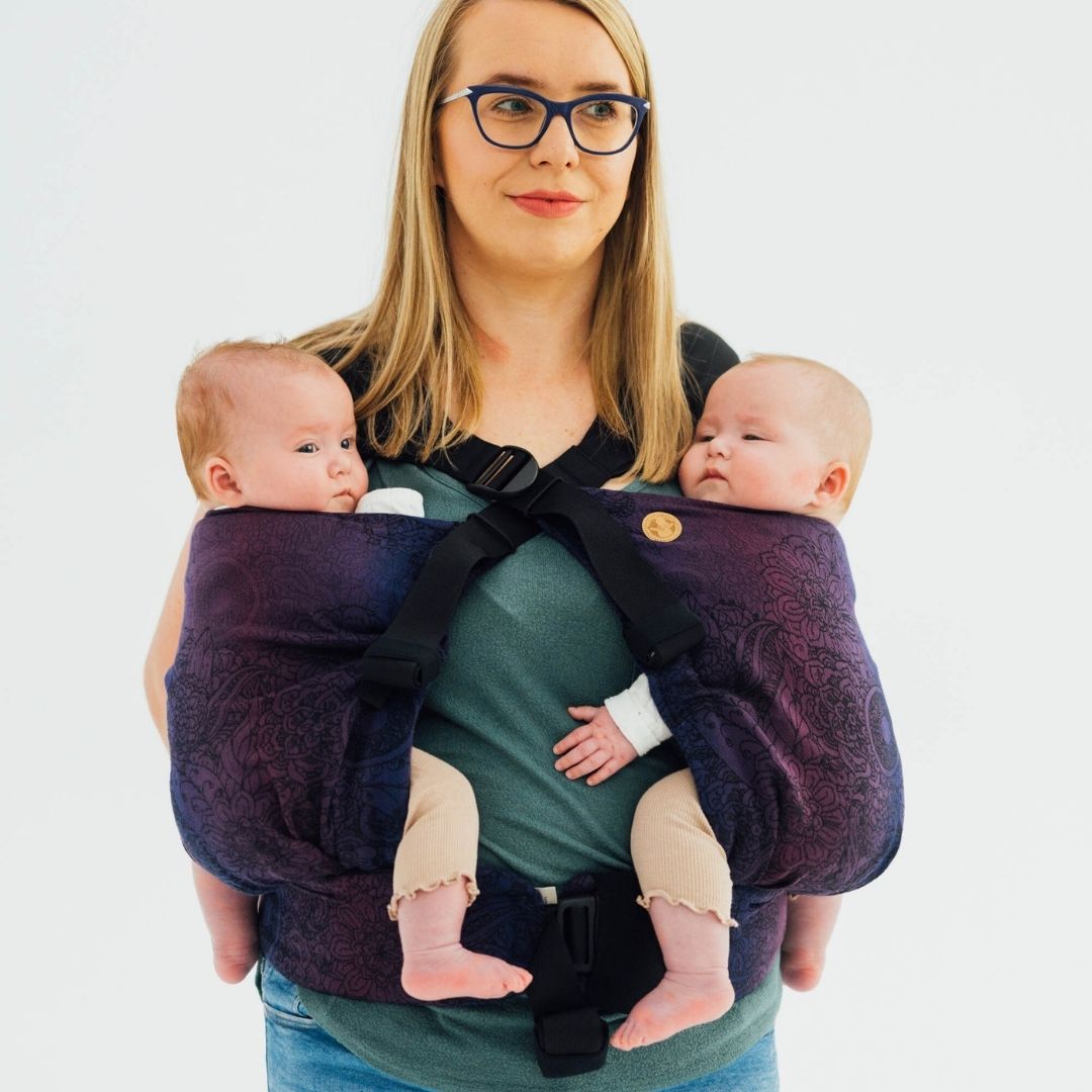 LennyLamb-LennyTwin - Adjustable Twin Baby Carrier - Wild Wine Bouquet - Cloth and Carry