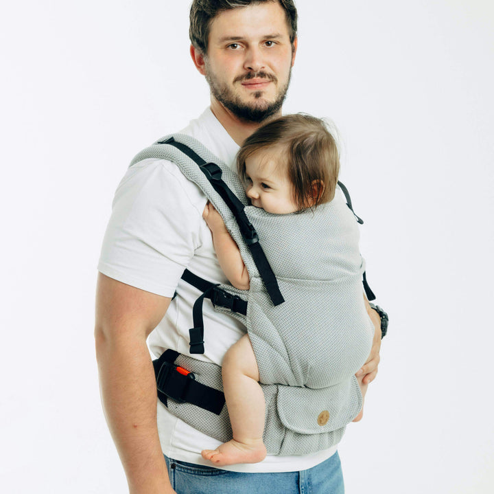 LennyLamb - LennyUpGrade PRO Baby Carrier - Little Herringbone Grey - Cloth and Carry