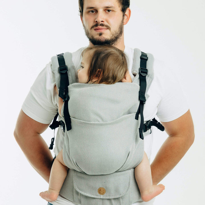 LennyLamb - LennyUpGrade PRO Baby Carrier - Little Herringbone Grey - Cloth and Carry