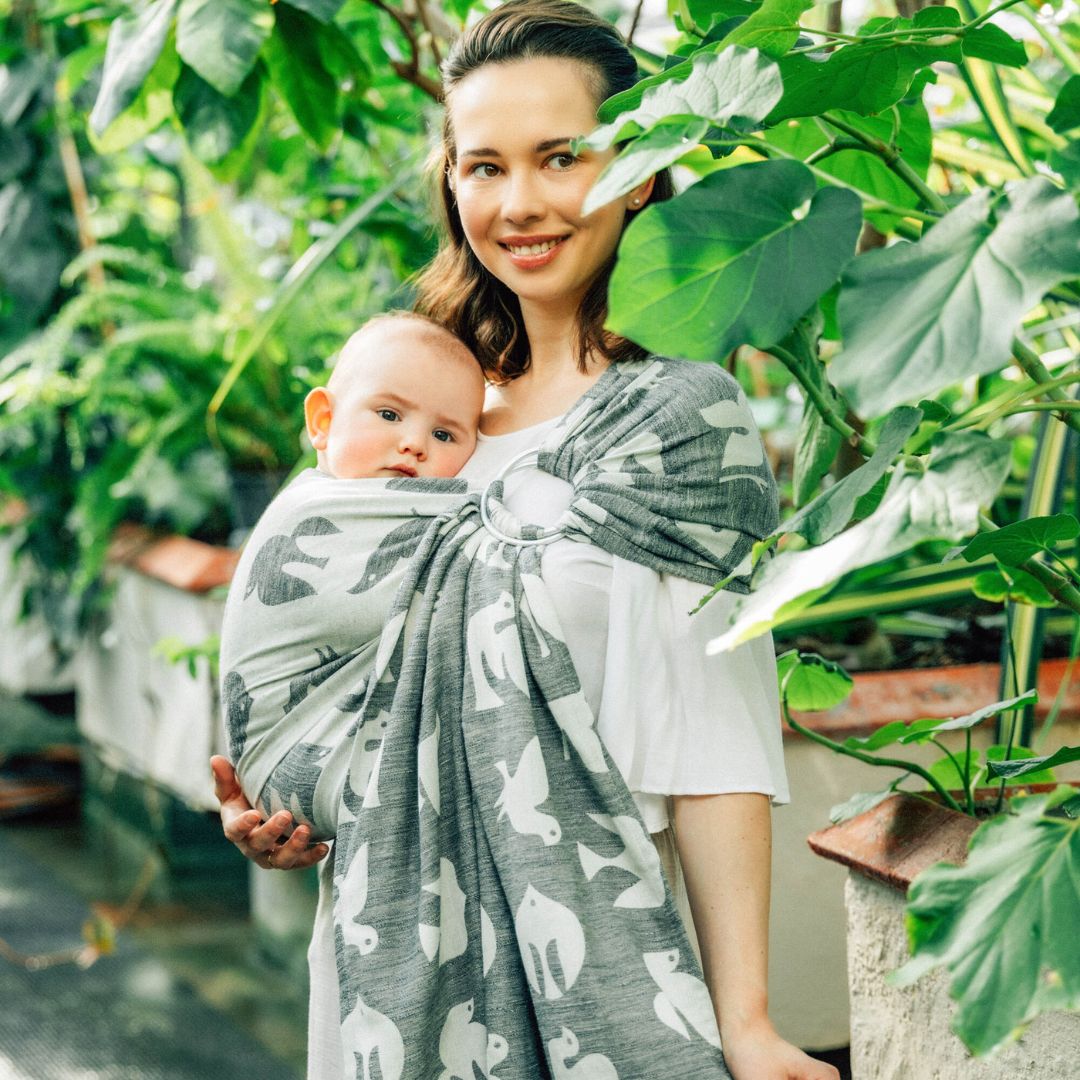 LennyLamb - LennyLamb Ring Sling - Birdy - White Noise (Cotton/Linen/Modal) - Cloth and Carry