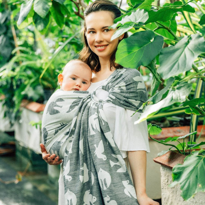 LennyLamb - LennyLamb Ring Sling - Birdy - White Noise (Cotton/Linen/Modal) - Cloth and Carry