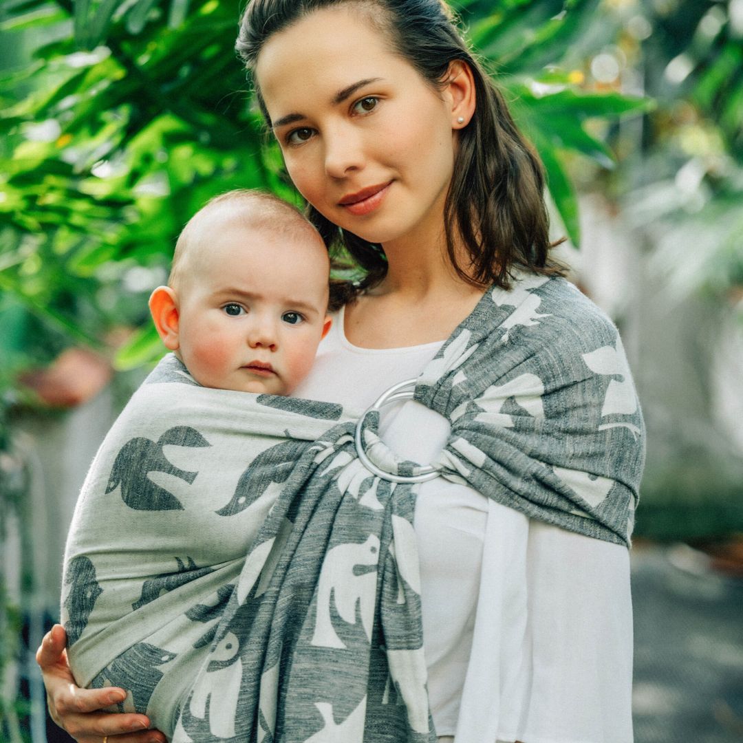 LennyLamb - LennyLamb Ring Sling - Birdy - White Noise (Cotton/Linen/Modal) - Cloth and Carry