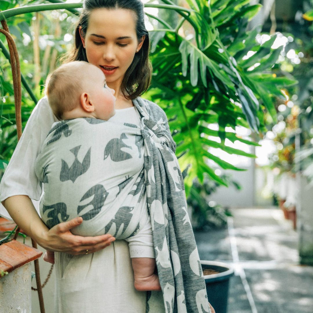 LennyLamb - LennyLamb Ring Sling - Birdy - White Noise (Cotton/Linen/Modal) - Cloth and Carry