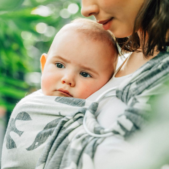 LennyLamb - LennyLamb Ring Sling - Birdy - White Noise (Cotton/Linen/Modal) - Cloth and Carry