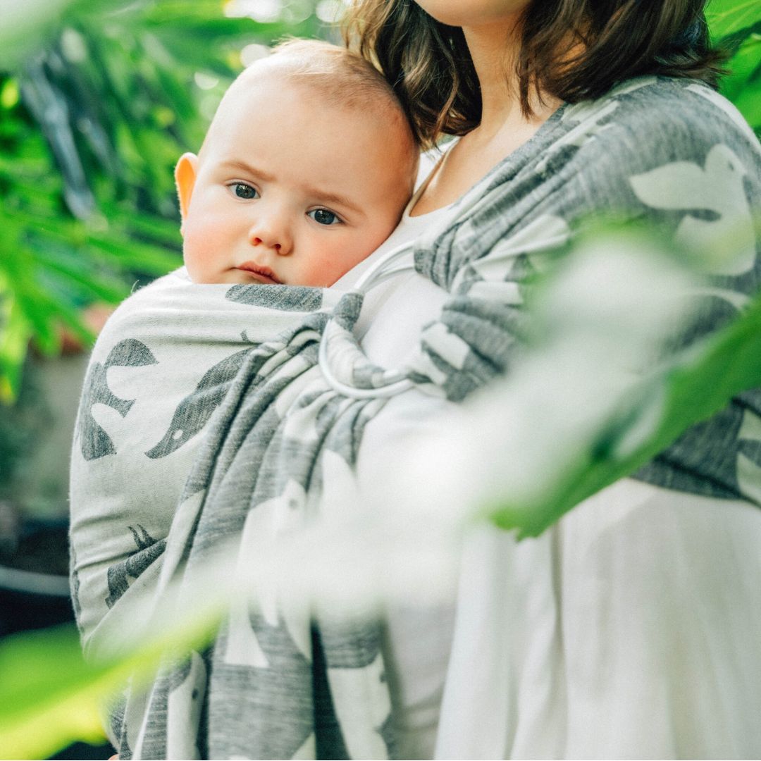 LennyLamb - LennyLamb Ring Sling - Birdy - White Noise (Cotton/Linen/Modal) - Cloth and Carry