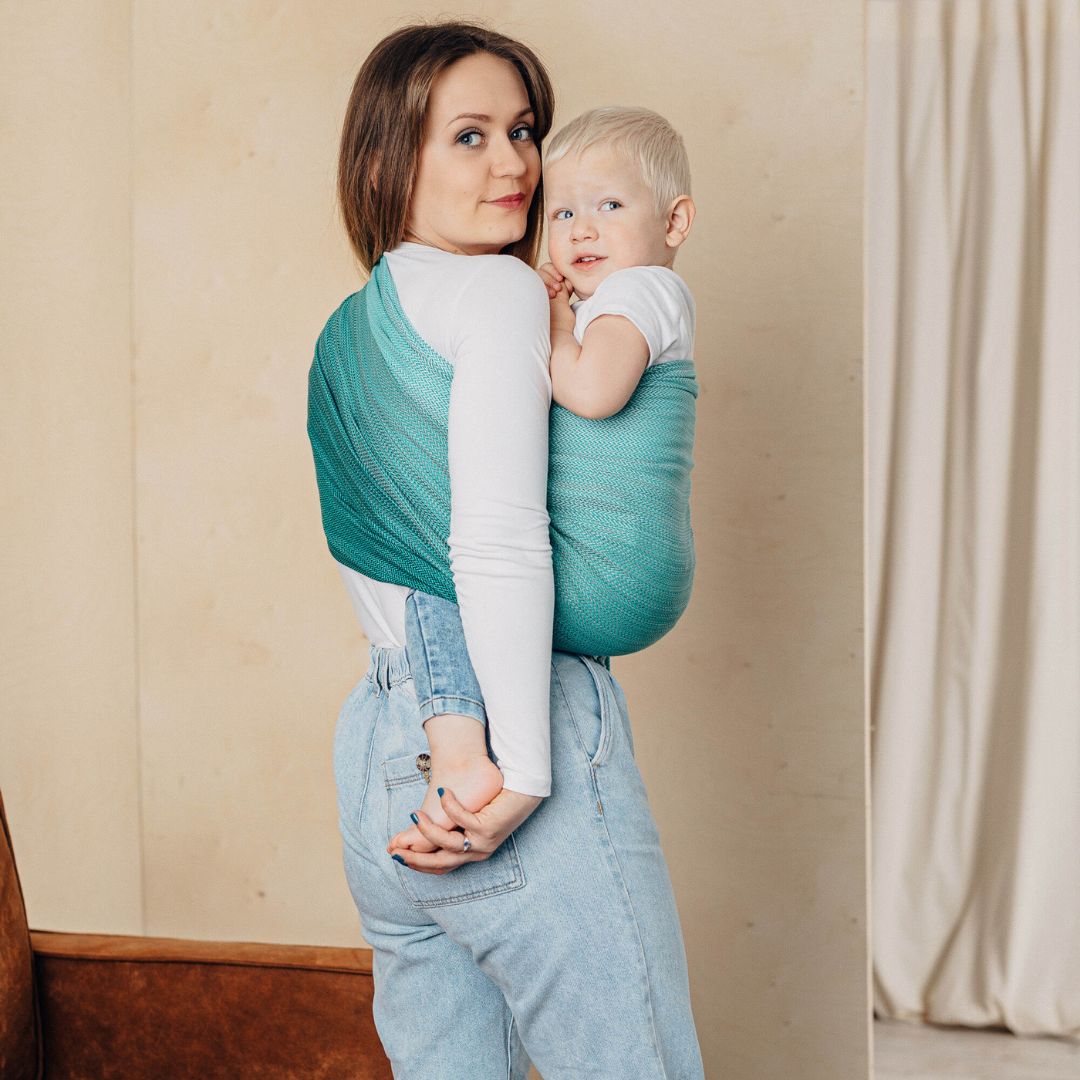 LennyLamb-LennyLamb Ring Sling - Little Herringbone Ombre Green (100% Cotton) - Cloth and Carry