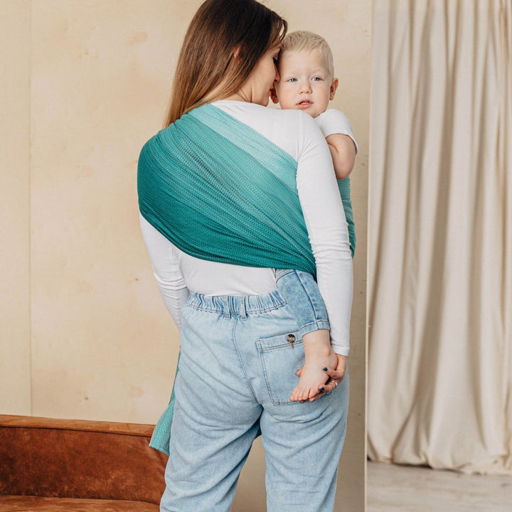 LennyLamb-LennyLamb Ring Sling - Little Herringbone Ombre Green (100% Cotton) - Cloth and Carry