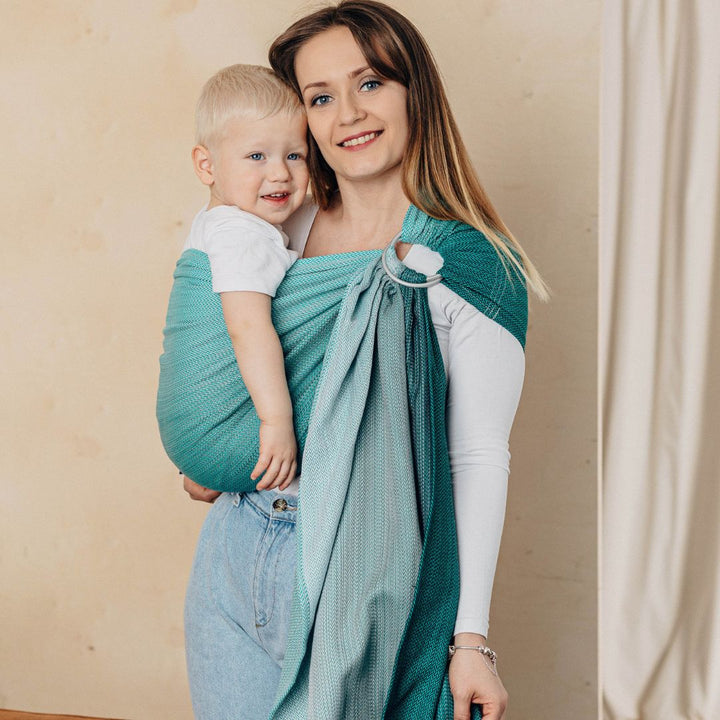 LennyLamb-LennyLamb Ring Sling - Little Herringbone Ombre Green (100% Cotton) - Cloth and Carry