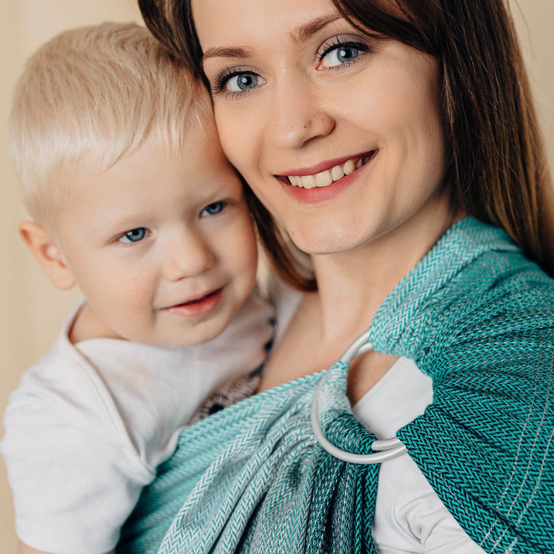 LennyLamb-LennyLamb Ring Sling - Little Herringbone Ombre Green (100% Cotton) - Cloth and Carry