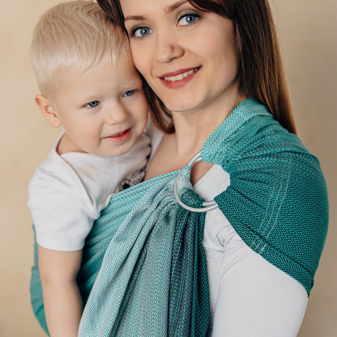 LennyLamb-LennyLamb Ring Sling - Little Herringbone Ombre Green (100% Cotton) - Cloth and Carry