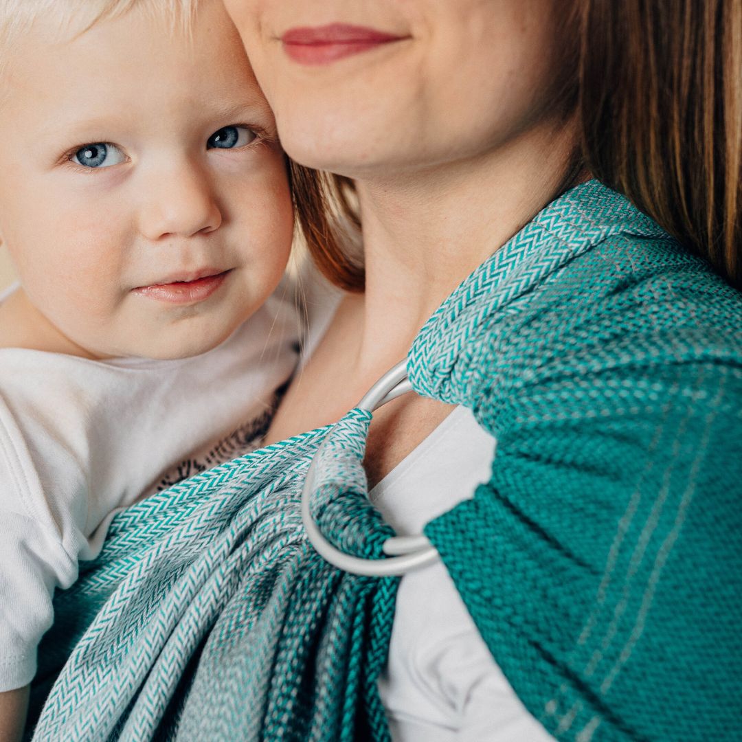 LennyLamb-LennyLamb Ring Sling - Little Herringbone Ombre Green (100% Cotton) - Cloth and Carry