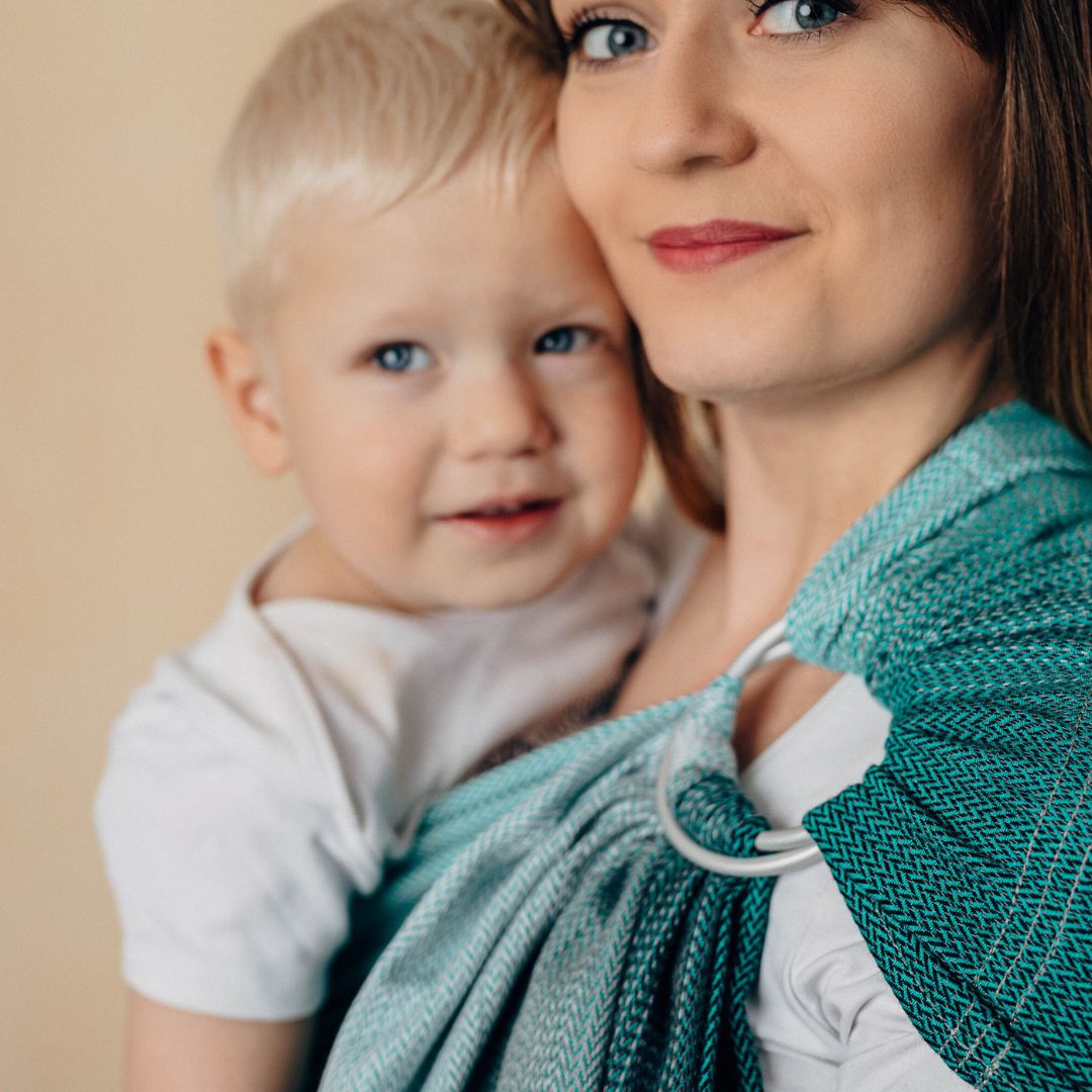 LennyLamb-LennyLamb Ring Sling - Little Herringbone Ombre Green (100% Cotton) - Cloth and Carry