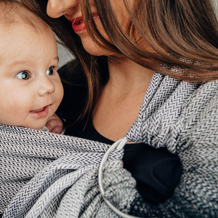 LennyLamb-LennyLamb Ring Sling - Little Herringbone Ombre Grey (100% Cotton) - Cloth and Carry