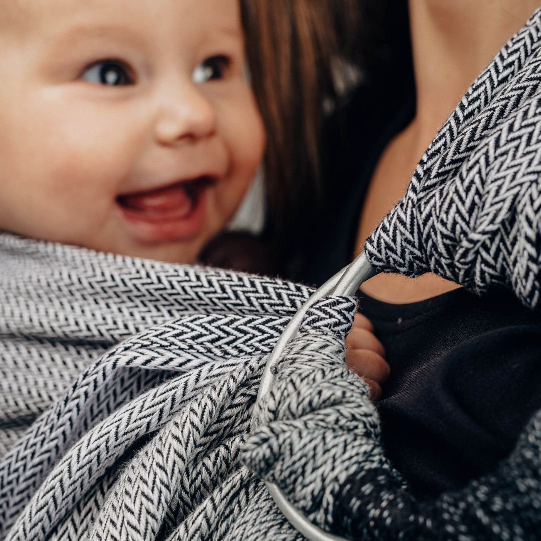 LennyLamb-LennyLamb Ring Sling - Little Herringbone Ombre Grey (100% Cotton) - Cloth and Carry